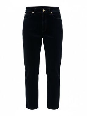 ST. JOHN “Signature Jeans” Vintage Velvet High-Rise Tapered Leg Pant 2 Black GUC